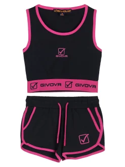 Givova Completo sportivo da ragazza con top e shorts - blu scuro