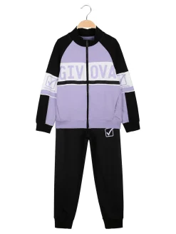 Givova Completo tuta da bambina con cappuccio e zip - nero