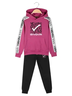 Givova Completo tuta da ragazza 2 pezzi con cappuccio - rosa
