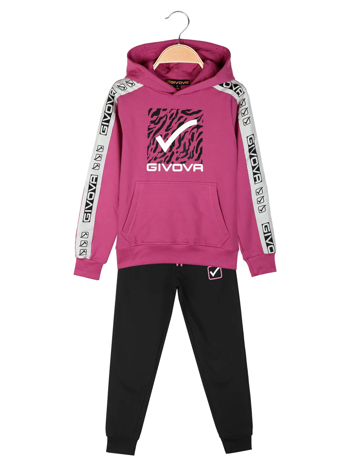 Givova Completo tuta da ragazza 2 pezzi con cappuccio - rosa