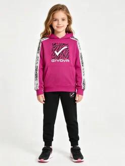 Givova Completo tuta da ragazza 2 pezzi con cappuccio - fucsia