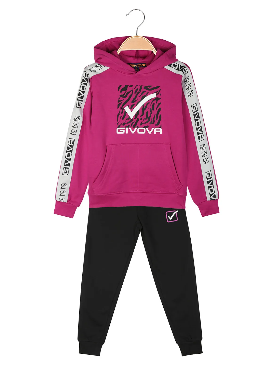 Givova Completo tuta da ragazza 2 pezzi con cappuccio - fucsia