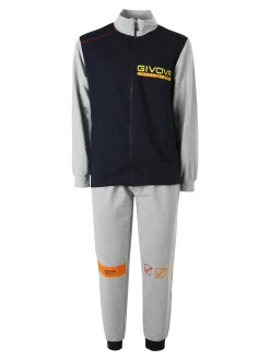 Givova Completo tuta da uomo full zip in cotone - blu scuro
