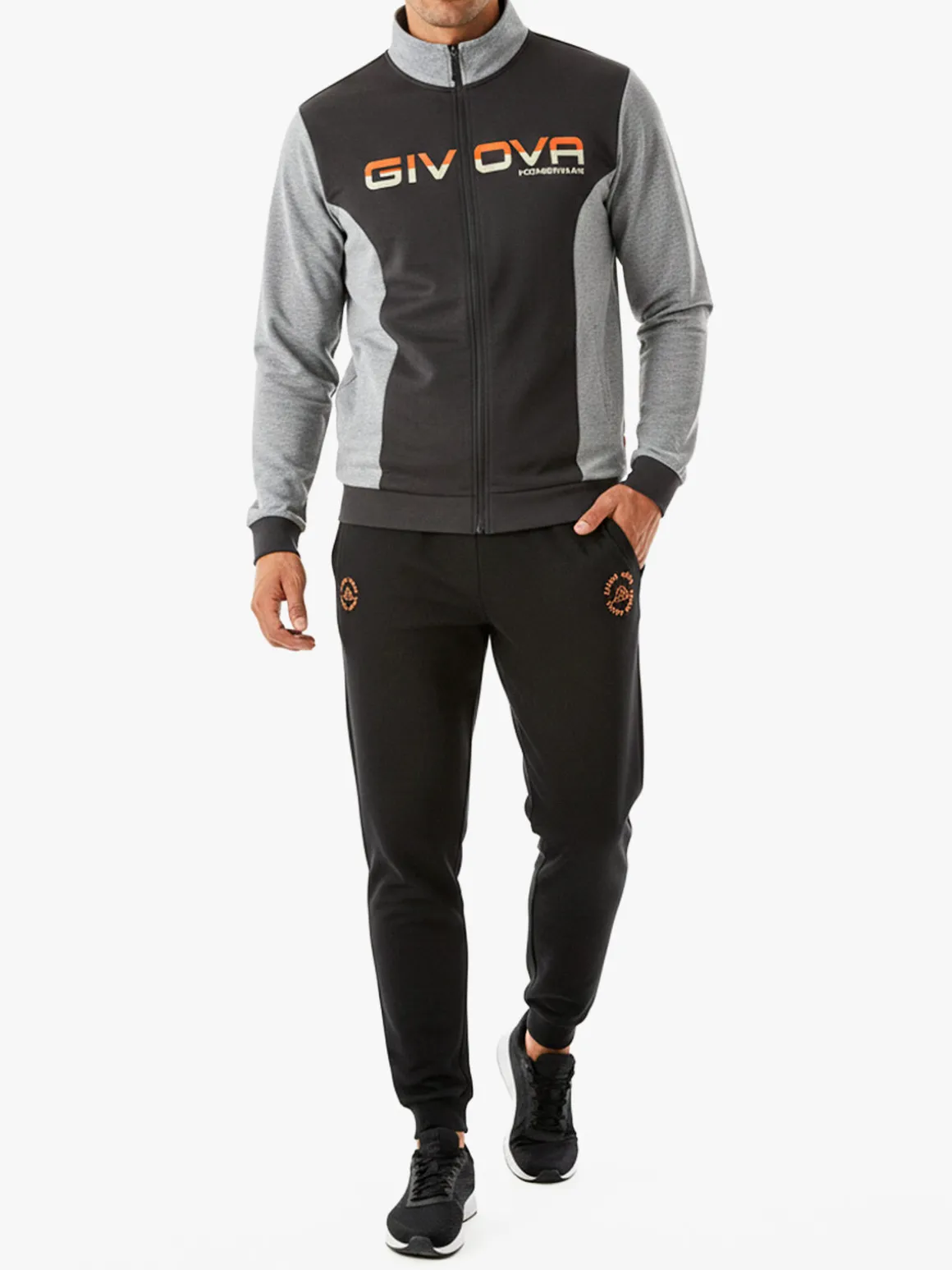 Givova Completo tuta da uomo full zip in cotone - antracite