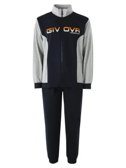 Givova Completo tuta da uomo full zip in cotone - blu scuro