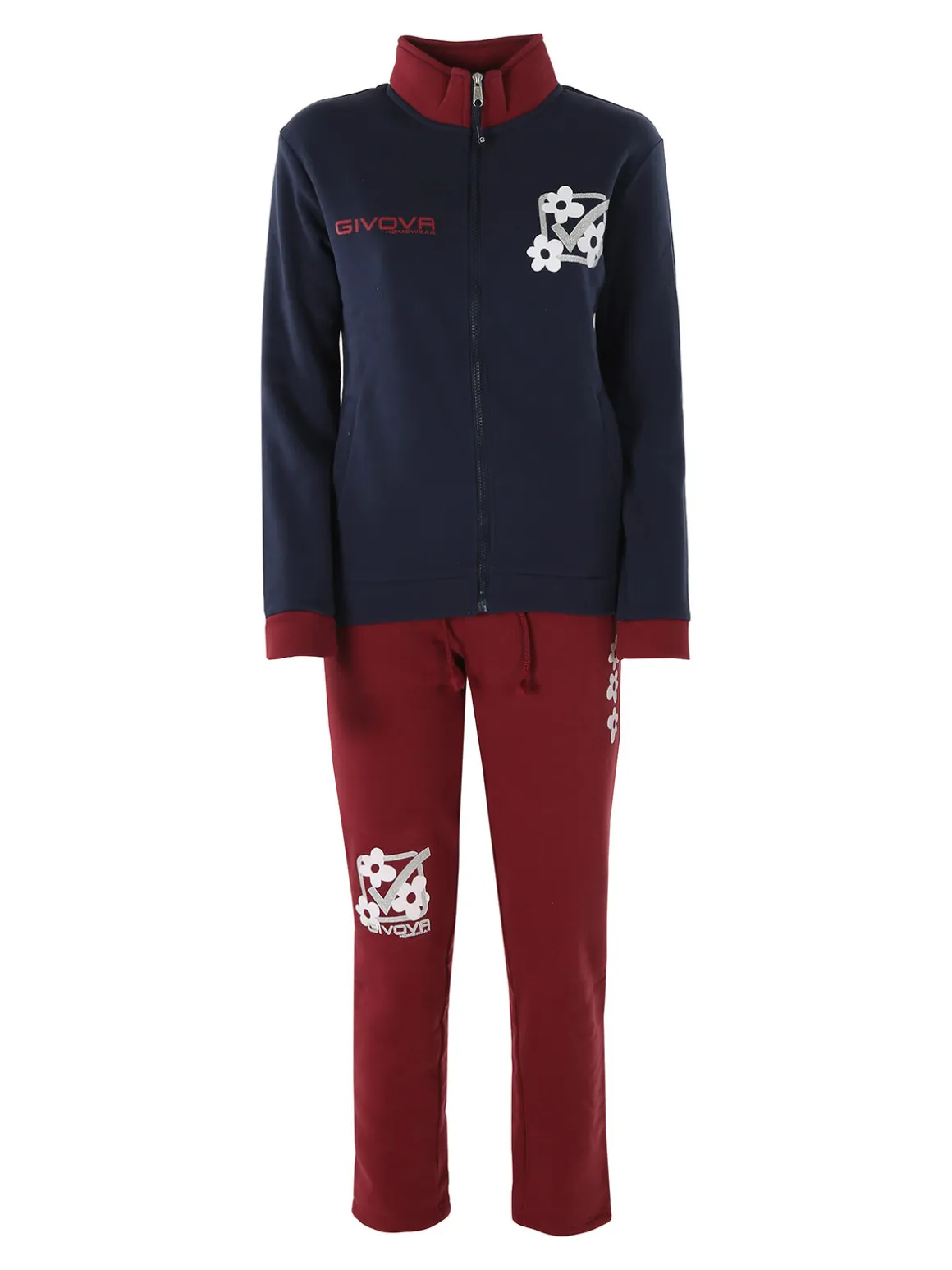 Givova Completo tuta felpata da donna full zip - blu scuro
