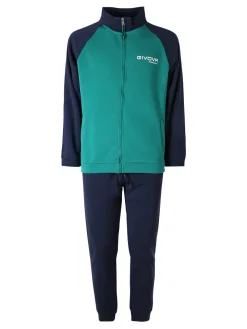 Givova Completo tuta felpata da uomo 2 pezzi full zip - verde