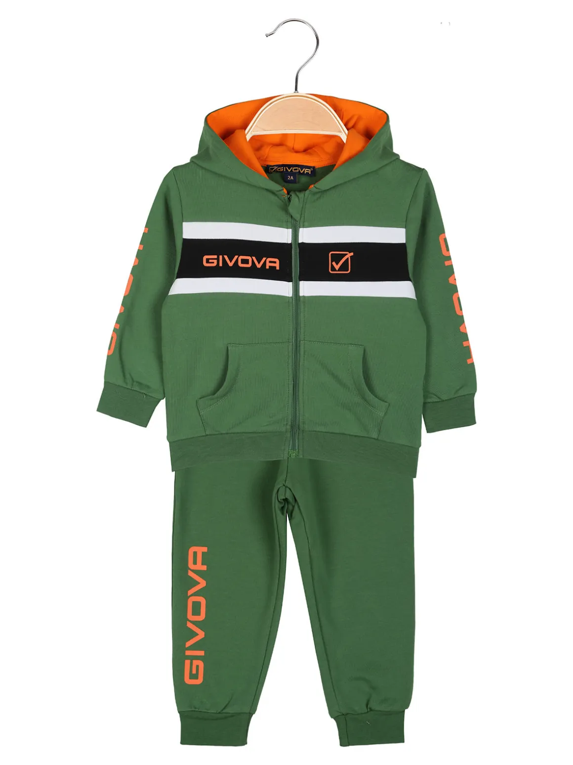 Givova Completo tuta 2 pezzi da neonato con cappuccio e zip - verde