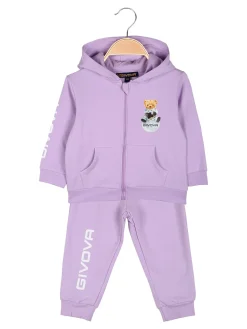 Givova Completo tuta 2 pezzi da neonata con cappuccio e zip - lilla