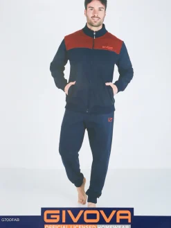 Givova Completo tuta 2 pezzi felpata da uomo full zip - bordeaux