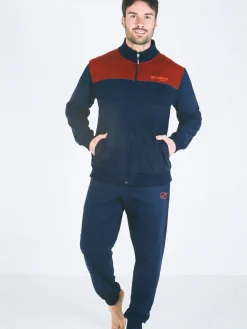 Givova Completo tuta 2 pezzi felpata da uomo full zip - bordeaux