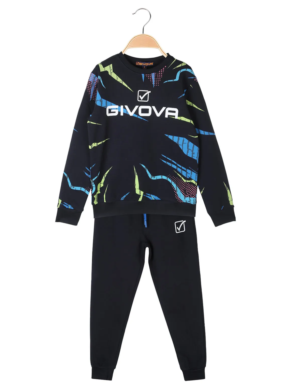 Givova Completo tuta 2 pezzi girocollo da bambino con logo - blu scuro