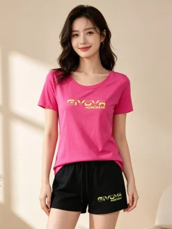 Givova Pigiama corto da donna in cotone con t-shirt e shorts