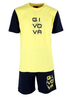 Givova Pigiama corto da uomo in cotone con t-shirt e bermuda