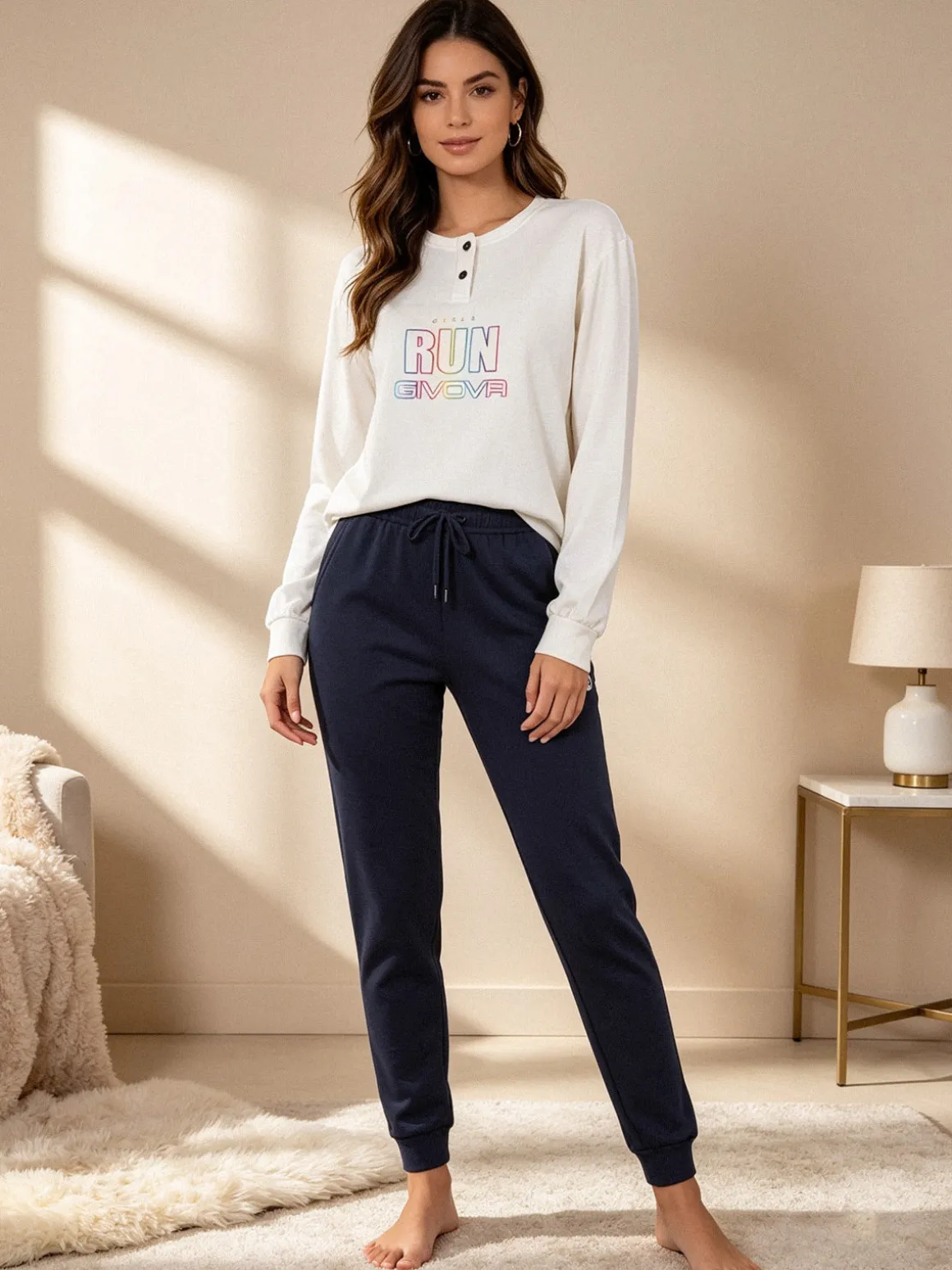 Givova Pigiama donna in cotone interlock - panna