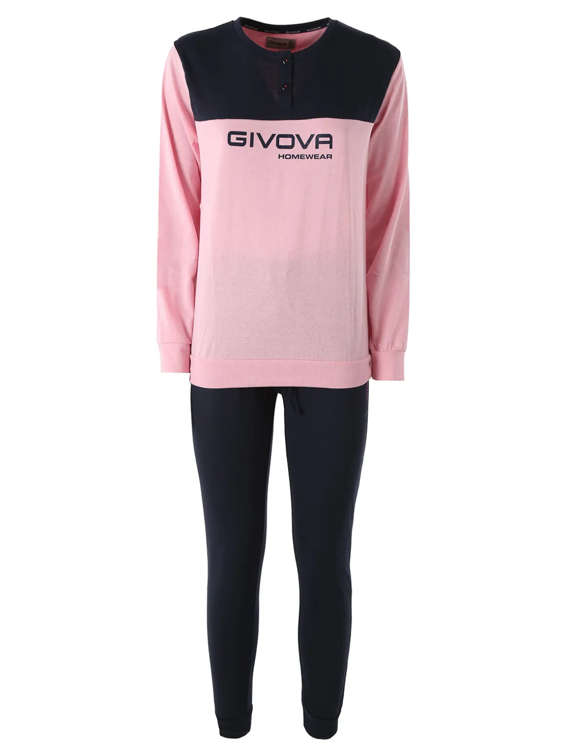 Givova Pigiama lungo da donna in misto cotone - blu scuro