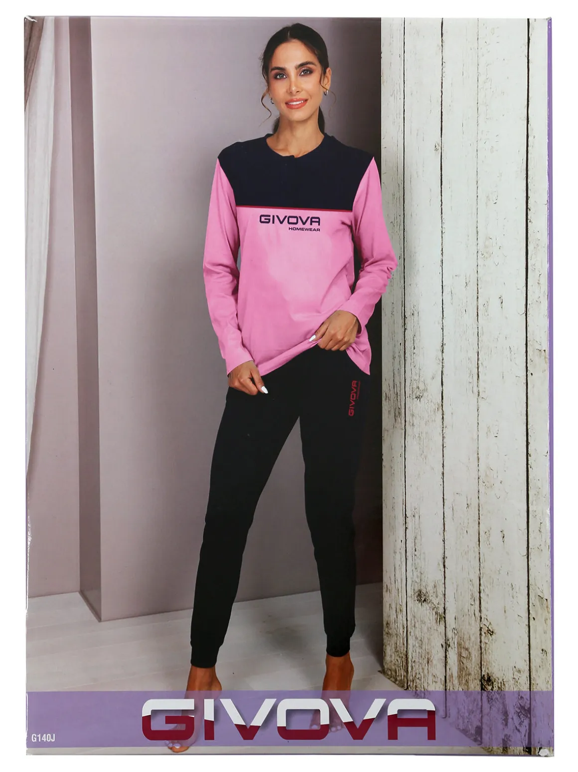 Givova Pigiama lungo da donna in misto cotone - blu scuro