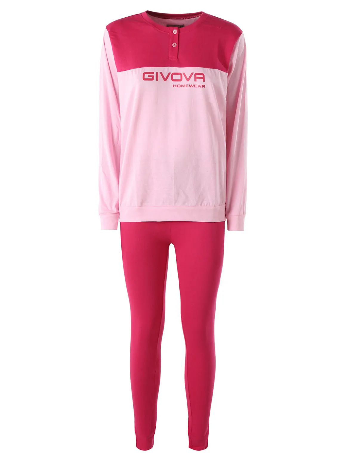 Givova Pigiama lungo da donna in misto cotone - fucsia