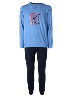 Givova Pigiama lungo da uomo in misto cotone - blu