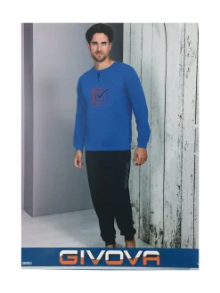 Givova Pigiama lungo da uomo in misto cotone - blu
