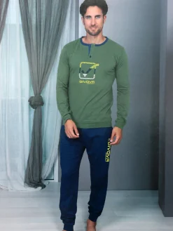 Givova Pigiama lungo da uomo in misto cotone - militare