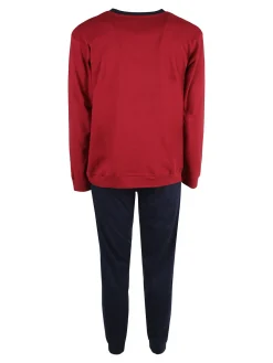 Givova Pigiama lungo da uomo in misto cotone interlock - bordeaux