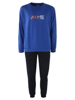 Givova Pigiama uomo in misto cotone interlock con logo - blu