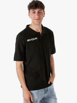 Givova Polo da uomo in cotone piquet a maniche corte - nero