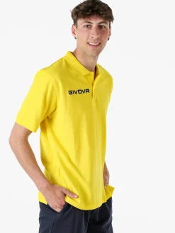 Givova Polo da uomo in cotone piquet a maniche corte - giallo