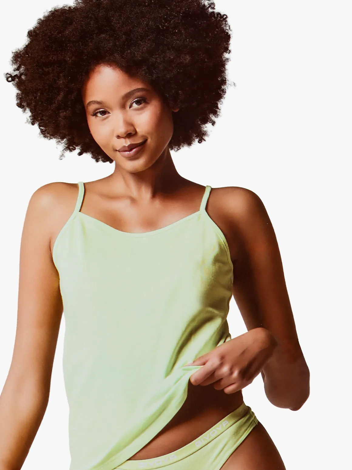 Givova Top donna in cotone bielastico con spalline sottili - verde chiaro