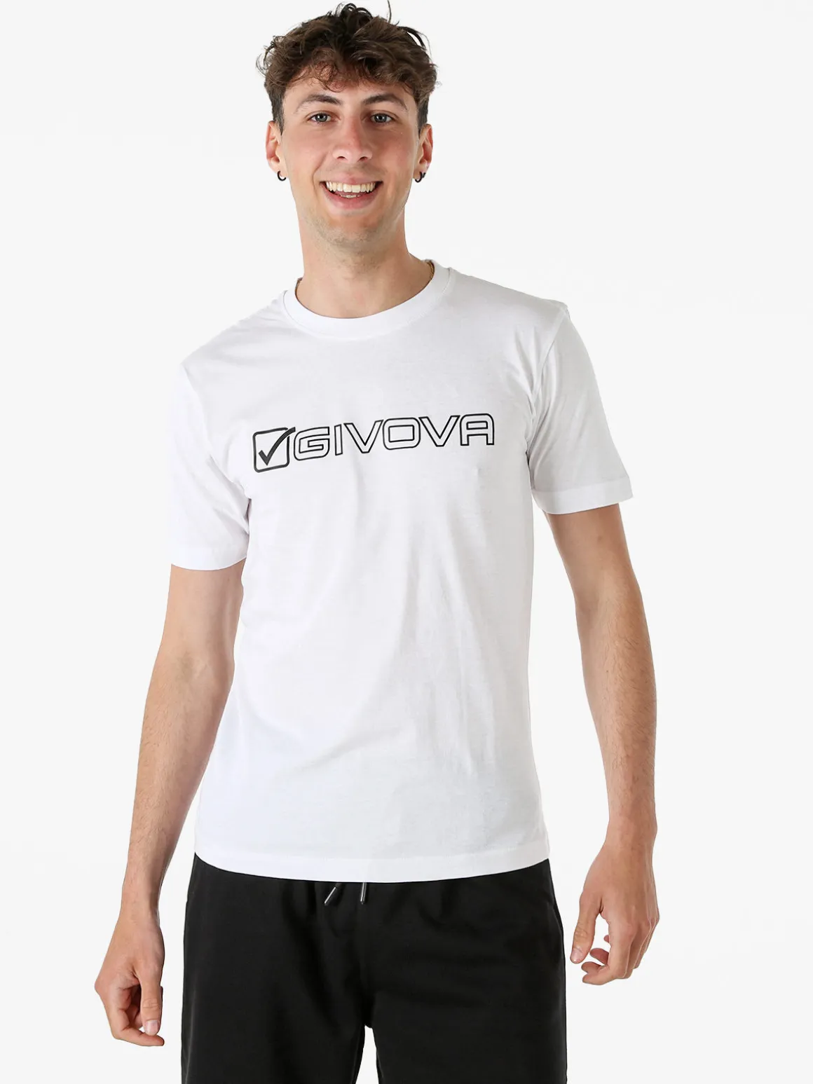 Givova T-shirt da uomo in cotone con logo - bianco