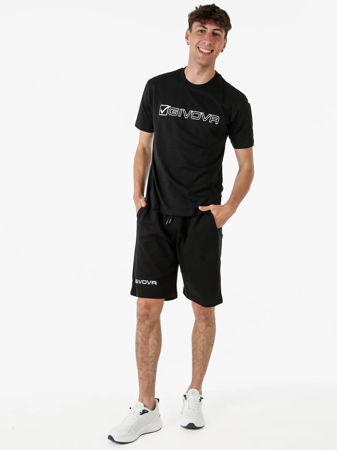 Givova T-shirt da uomo in cotone con logo - nero
