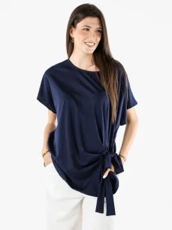 Glad Origin Maxi blusa da donna con fiocco laterale - blu scuro