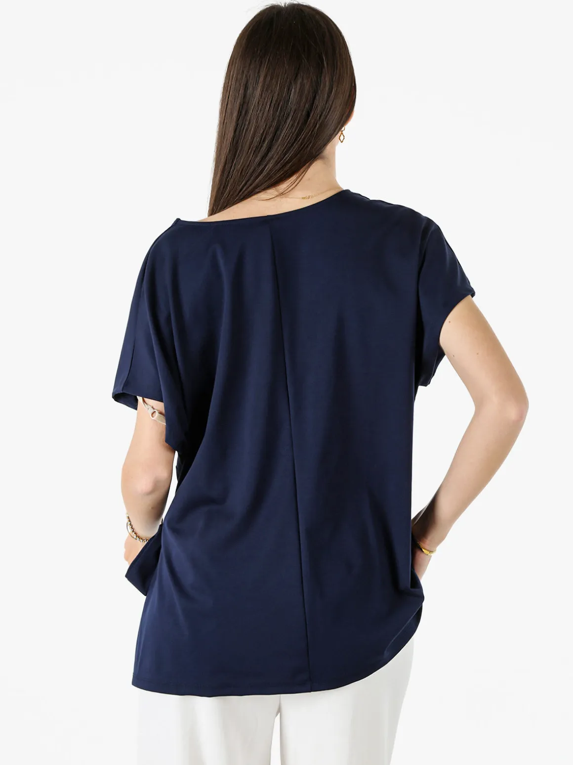 Glad Origin Maxi blusa da donna con fiocco laterale - blu scuro