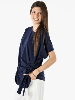 Glad Origin Maxi blusa da donna con fiocco laterale - blu scuro