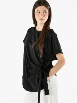 Glad Origin Maxi blusa da donna con fiocco laterale - nero