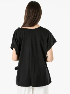 Glad Origin Maxi blusa da donna con fiocco laterale - nero
