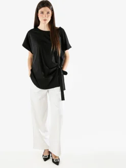 Glad Origin Maxi blusa da donna con fiocco laterale - nero