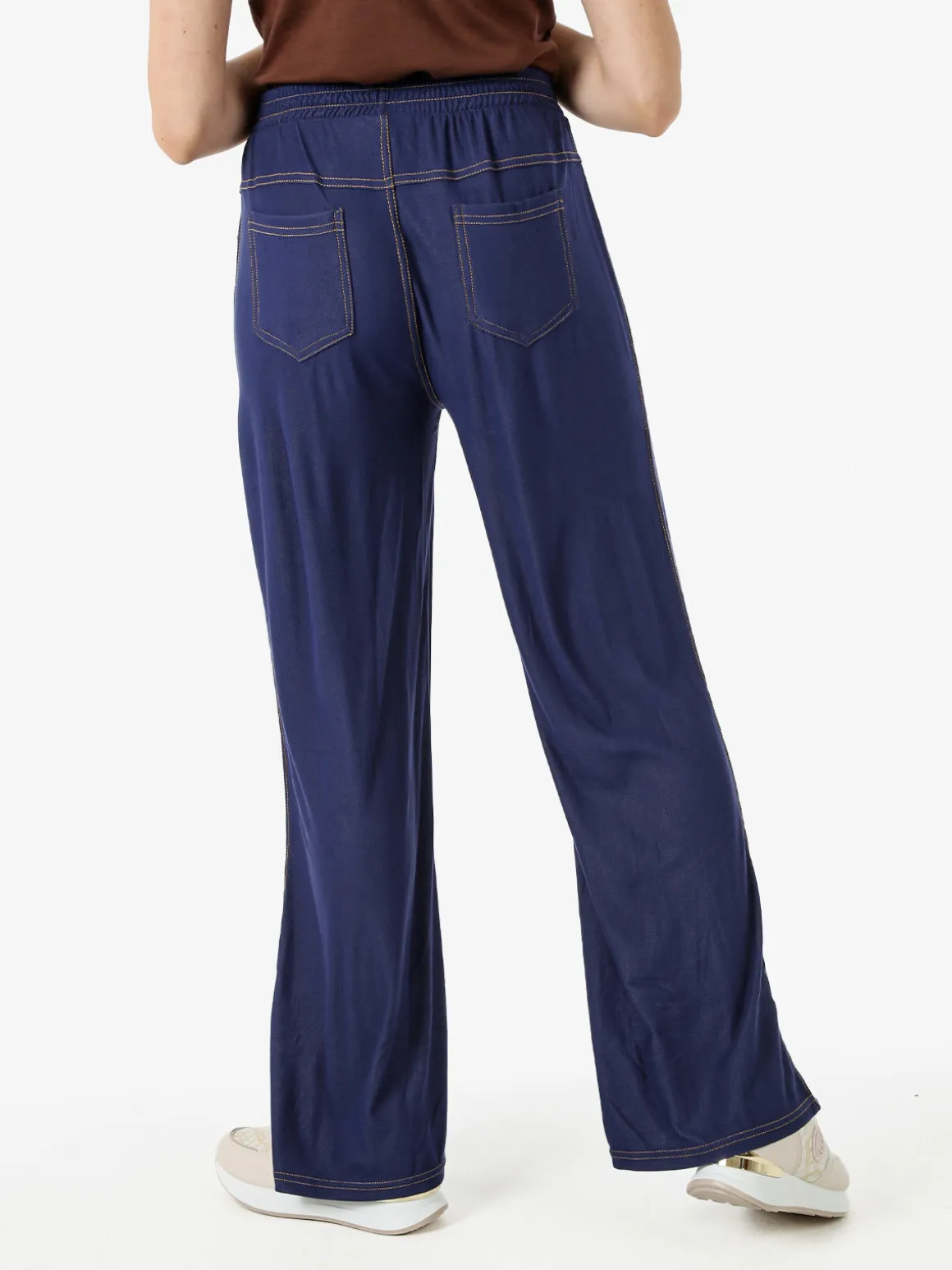 Gladys Jeggings donna a gamba larga con finale ampio - blu