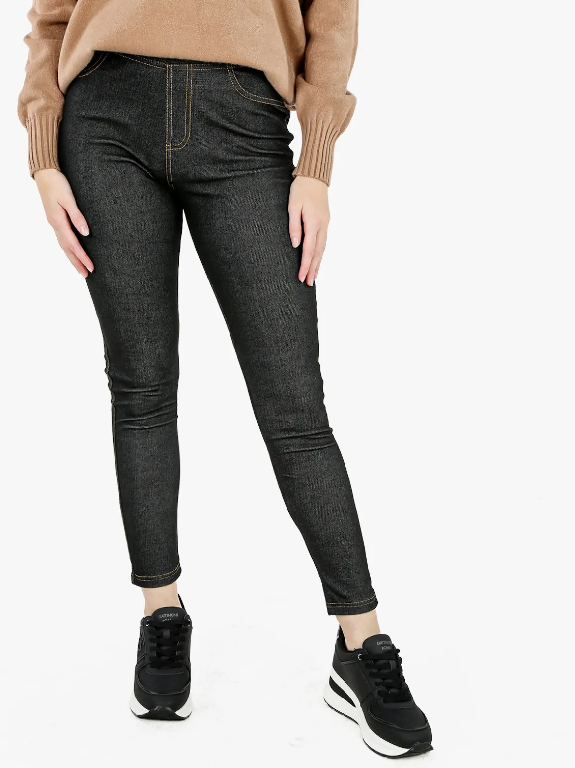 Gladys Jeggings donna con interno felpato - nero
