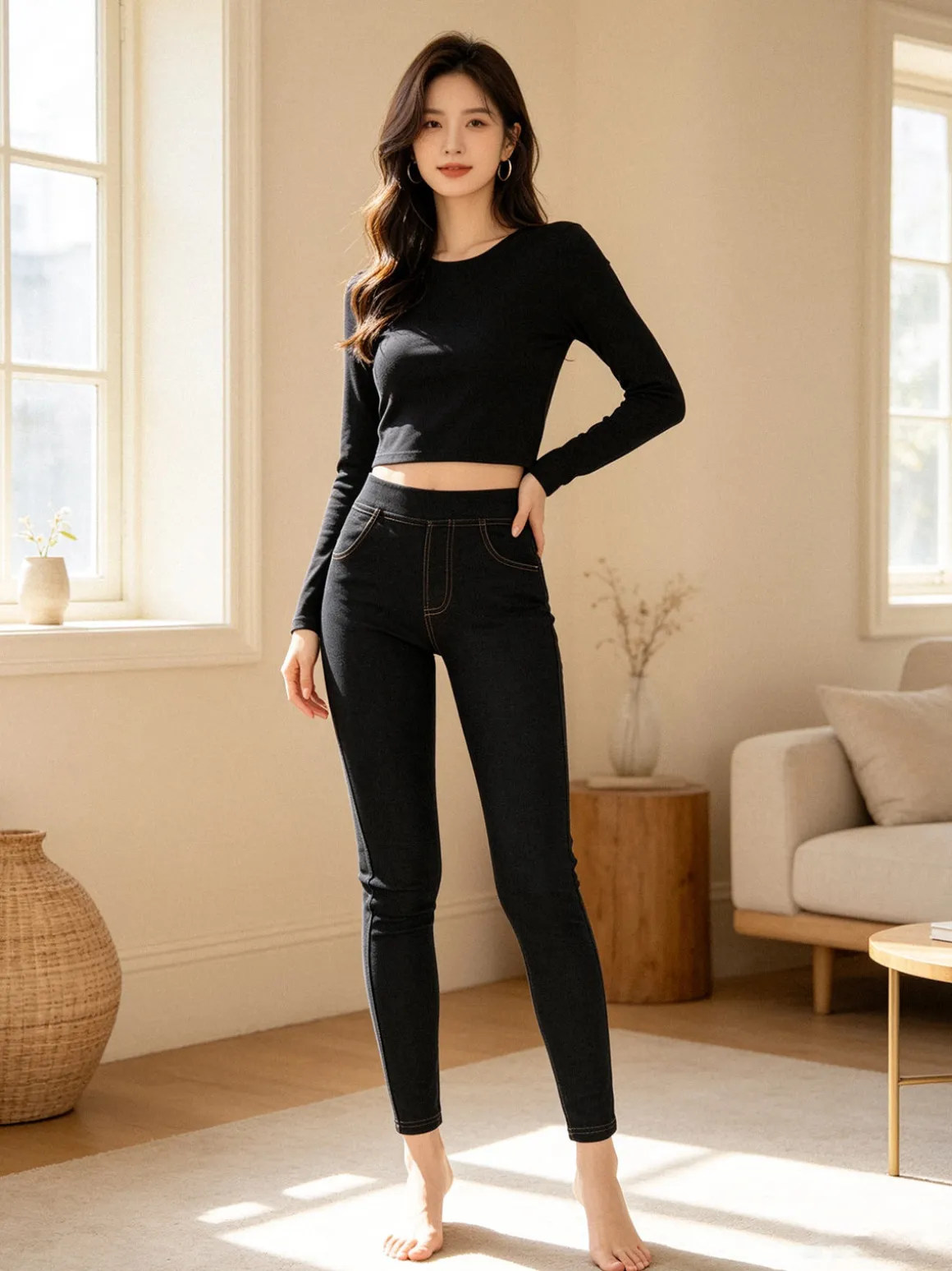Gladys Jeggings donna con interno felpato - nero