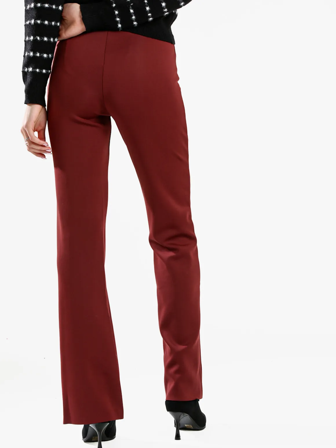 Gladys Leggings donna a gamba larga con finale in taglio vivo - bordeaux
