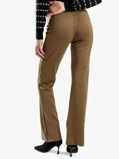 Gladys Leggings donna a gamba larga con finale in taglio vivo - marrone