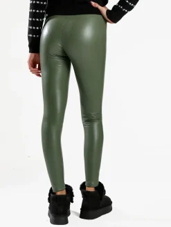 Gladys Leggings donna in ecopelle con interno in micropile - bordeaux