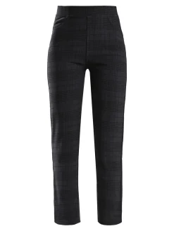 Gladys Leggings donna in pied de poule con interno in pile - blu scuro