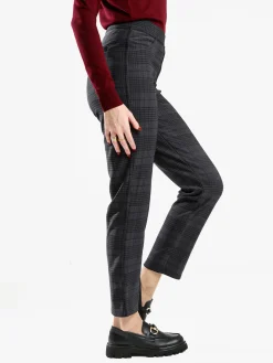 Gladys Leggings donna in pied de poule con interno in pile - blu scuro
