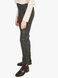 Gladys Leggings donna pied de poule con interno in pile - marrone