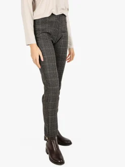 Gladys Leggings donna pied de poule con interno in pile - marrone