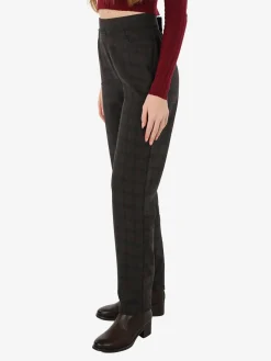 Gladys Leggings donna pied de poule con interno in pile - marrone