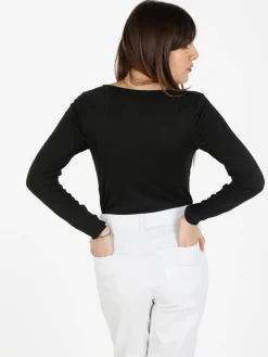 Gladys Maglia donna con scollo a barchetta in microfibra